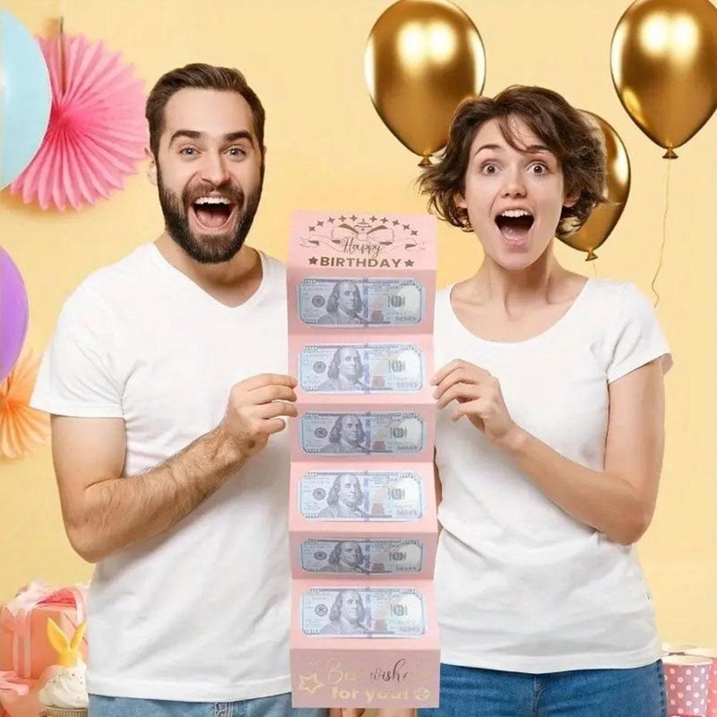 Birthday Money Envelope for Cash Gifts, Surprise Cash Envelope for Men Women Kids, Birthday Gift Card for Men Women Girls Boys, Black Gold Money Holder - Image 4